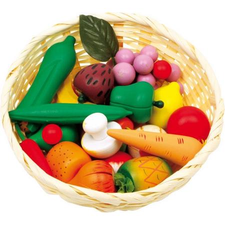 Houten speelgoed eten en drinken - Groente schaal voor de kinderwinkel of keuken - 25 stuks - Houten speelgoed vanaf 3 jaar