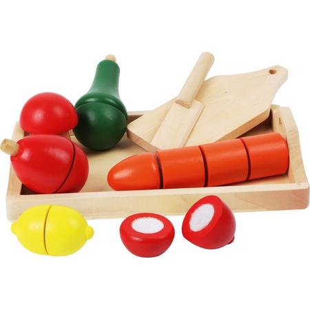 Houten speelgoed eten en drinken - Groente speelset op snijplank - Houten speelgoed vanaf 3 jaar