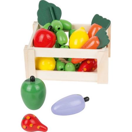 Houten speelgoed eten en drinken - Houten groente box - 10 stuks - Houten speelgoed vanaf 3 jaar
