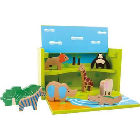 Houten speelwereld - Dierentuin speelbox - Houten speelgoed vanaf 3 jaar