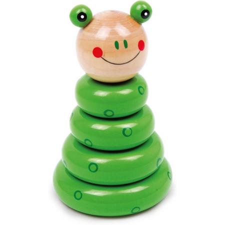 Houten stapel toren - Stapel speelgoed - kikker - groen - Speelgoed vanaf 1 jaar