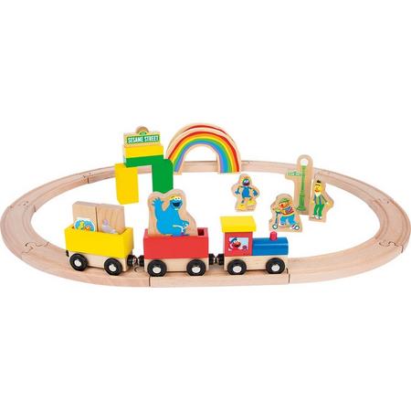 Houten treinbaan set - Sesamstraat trein - 27 stuks - houten speelgoed vanaf 1,5 jaar (18 maanden)