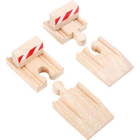Houten treinbaanonderdelen - Set van 4 Ramps and trein Bumpers voor treinbaan - universeel - houten speelgoed vanaf 3 jaar