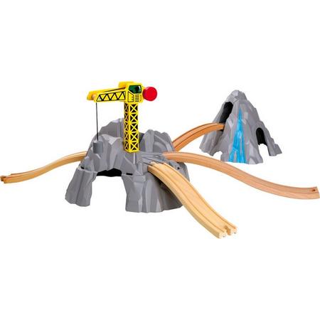Houten treinbaanonderdelen - Treinbaan berg - universeel - houten speelgoed vanaf 3 jaar