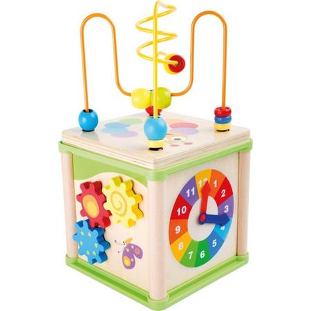 Kralenspiraal - Insecten activiteitenkubus - multi kleuren - Hout speelgoed vanaf 1 jaar