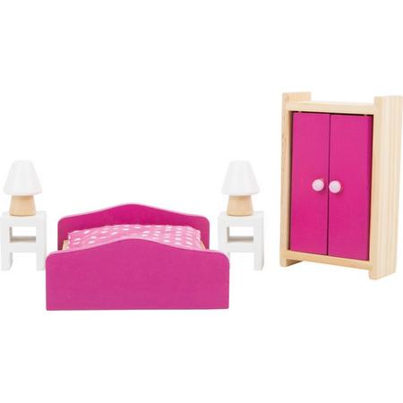Poppenhuis meubels - Slaapkamer - 6 delig - houten speelgoed vanaf 3 jaar