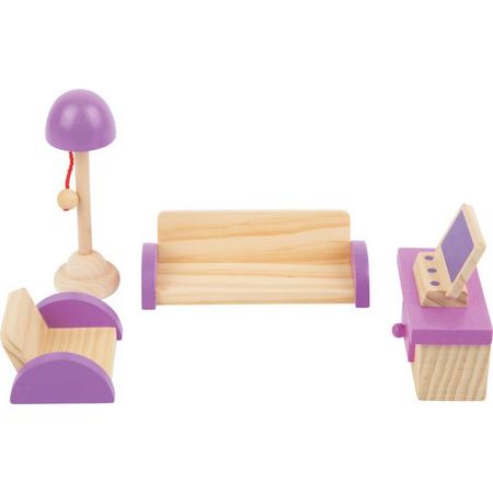 Poppenhuis meubels - Woonkamer - 5 delig - houten speelgoed vanaf 3 jaar