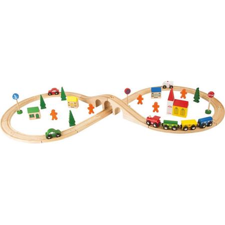 Treinbaan set - Groot (spoorwegset met 51 stuks) - spoorwegen - houten speelgoed vanaf 3 jaar
