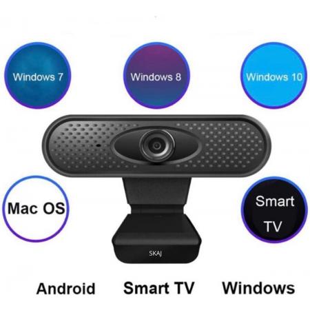 SKAJ Full HD Webcam® – Optische Lens met Hoge Precisie – Hooggevoelige Microfoon – CMOS Sensor – Geen Software Nodig - Geschikt voor Windows, Mac OS & Android