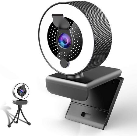 1080P Webcam met Ring Licht Fixed Focus Edition - Licht Ring Webcam met Microfoon - Webcam met Klepje - Streaming Webcam  - Full HD webcam - Meeting Conference - Anti Ruis Webcam - Windows & Apple/Mac - Vergaderingscamera - Twitch - Teams - Zoom
