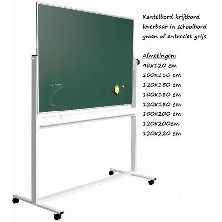 Kantelbord krijtbord in groen of antraciet grijs 90x120 cm