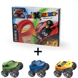Smoby - FleXtreme Discovery Set -   & FleXtreme Raceautos - Truck, SUV & Auto - Met Voor- en Achterlichten - Vanaf 4 Jaar - Kunststof - Blauw, Groen & Geel