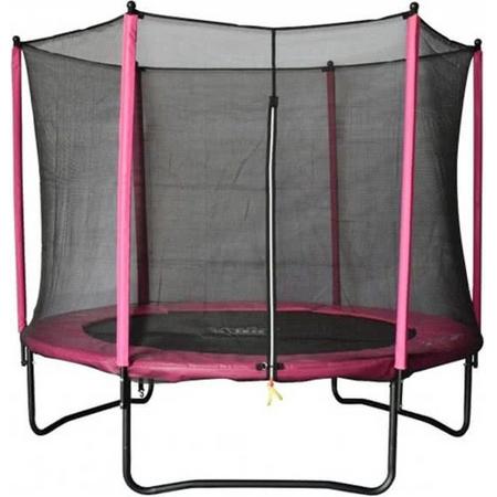 Spring Trampoline 244 cm (8ft) met veiligheidsnet - Black Edition - roze rand