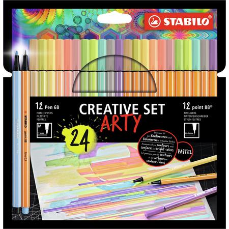 STABILO ARTY Creative Set Pen 68 & Point 88 Pastel Combi Etui 24 Stuks