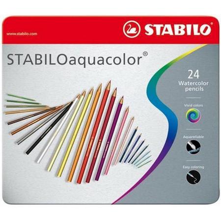 STABILO Aquacolor Kleurpotloden - 24 stuks - metalen case
