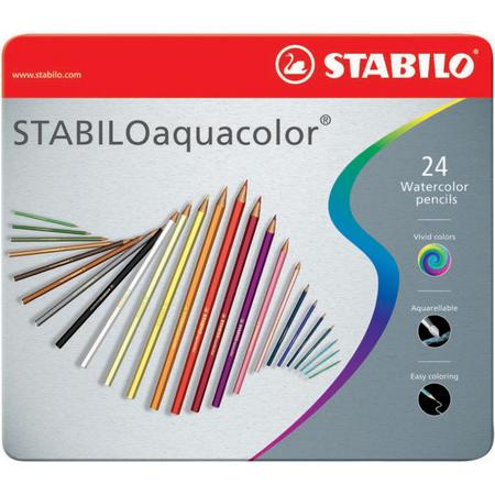STABILO Aquacolor Kleurpotloden - Metalen Etui 24 stuks