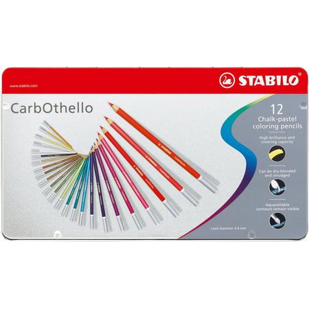 STABILO CarbOthello Kalk-Pastel Kleurpotloden - Metalen Etui 12 stuks