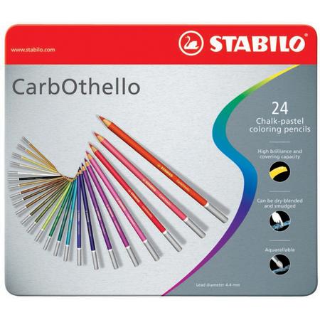STABILO CarbOthello Kalk-Pastel Kleurpotloden - Metalen Etui 24 stuks