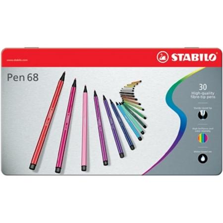 STABILO Pen 68 30 Viltstiften - Metalen Etui
