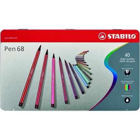STABILO Pen 68 40 Viltstiften - Metalen Etui