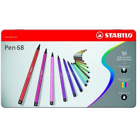 STABILO Pen 68 50 Viltstiften - Metalen Etui