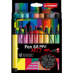 STABILO Pen 68 MAX - ARTY – Premium Viltstift Met Dikke Beitelpunt - Etui Met 18 Stuks – Met 18 Verschillende Kleuren
