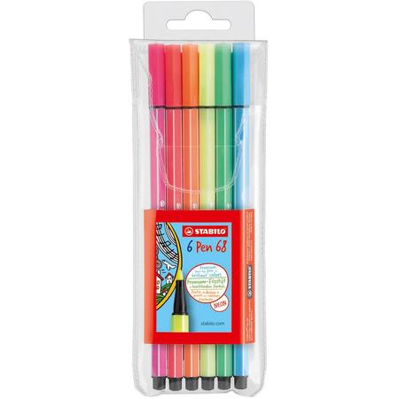 STABILO Pen 68 Neon Viltstiften - Etui 6 stuks
