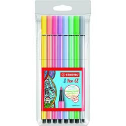 STABILO Pen 68 Viltstiften Pastelkleuren - Etui 8 stuks
