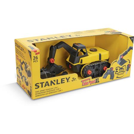 Stanley Speelgoed Graafmachine - Voor Kinderen vanaf 3 Jaar - 26 Onderdelen - Incl. Schroevendraaier en Speelgoedfiguur - STEM-Speelgoed - Zwart/Geel