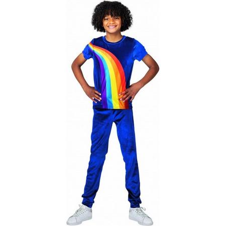 verkleedpak K3 Regenboog polyester blauw mt 134
