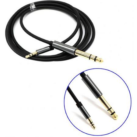 3.5mm Mini Jack naar 6.35mm Kabel / Audio Stereo Adapter Connector Verloop / Gold-Plated / Goud Verguld / 1.5 Meter