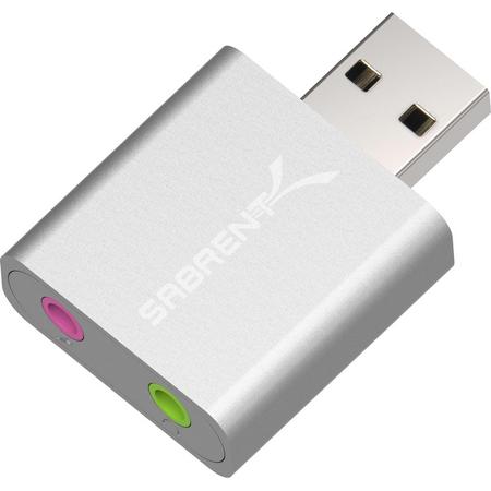 Sabrent Externe USB Geluidskaart -Aluminium USB Externe Stereo geluids Adapter voor Windows en Mac