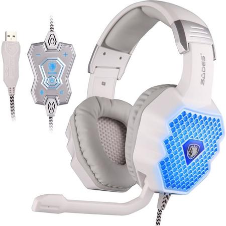 SADES A70 USB 7.1 Surround Sound Stereo Gaming Headset met Mic & Vibration & Noise-Canceling & Volume Controlwit