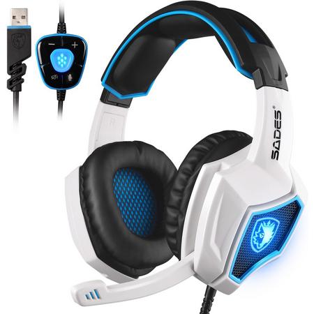 sa903 7.1 Surround Sound over-oor USB Computer Gaming Headset met verborgen microfoon Wit
