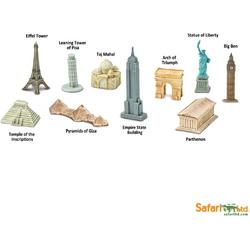 48 x modelbouw wereldwonderen/ gebouwen waaronder Big Ben, Toren van Pisa etc. (ca 6 cm)
