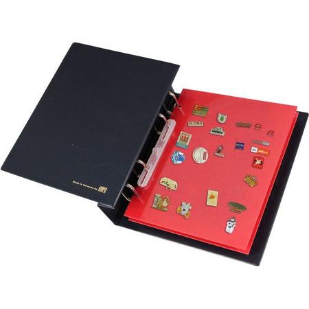 SAFE Compact verzamelalbum geschikt voor pins, medailles, broches en andere spelden - incl. 3 rood fluwelen bevestigingspanelen