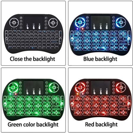 Gratis verzinden Mini i8 toetsenbord met backlight Led keyboard voor ANDROID,Windows,Linux,Raspberry Pi,Smart TV, Console,KODI, met 3 licht kleuren ,rood,groen,blauw .