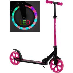 Sajan Step - LED - Grote Wielen - 20cm -Roze-Zwart - Autoped - Scooter