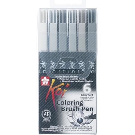 Koi Coloring Brush Pen set 6 grijstinten brushpen penseelpen penseelstift