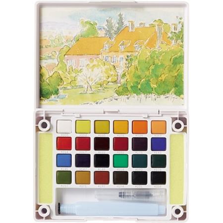 Koi Water Colors aquarel sketch pocketbox 24 kleuren met brush brushpen penseelpen penseelstift