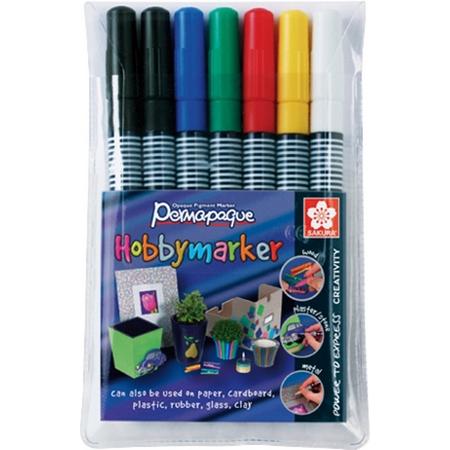 Permapaque hobbymarker set 7 kleuren basic