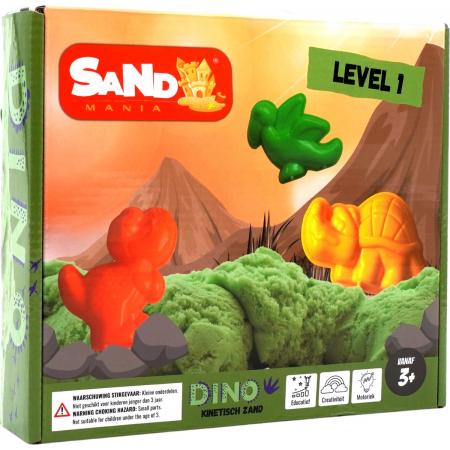 Sand mania® - Kinetisch zand - Dino level 1 box - 1 kg groen magisch zand - Speelzand - Magic sand - Montessori speelgoed