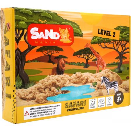 Sand mania® - Kinetisch zand - Safari level 2 box - 1,5 kg bruin magisch zand - Speelzand met zandbak - Magic sand - Montessori speelgoed