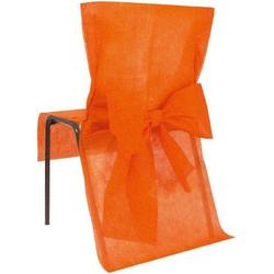 10 x Trendy stoelhoes met strik aan de achterzijde oranje - voetbal - EK - stoelhoes - stoeldecoratie