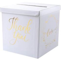Enveloppendoos/moneybox Just Married wit met goud - moneybox - cardbox - trouwen - bruiloft - huwelijk