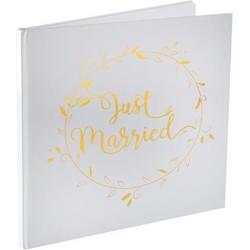 Gastenboek Just Married wit met goud - gastenboek - just married - trouwen - huwelijk - bruiloft