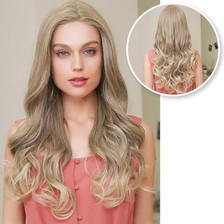 Blonde Pruik Front Lace Wig - Golvend Lang Haar - Verstelbaar - Pruiken Dames - Blond - 70 cm