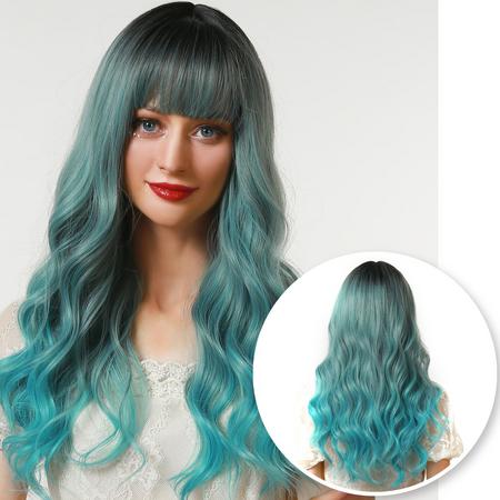 Mermaid Blauwe Pruik Dames - Sassy Goods Pruiken - Wig - 70 cm