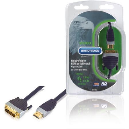 Bandridge - HDMI naar DVI kabel - 2 m - Zwart