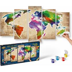 Schipper Schilderen op Nummer - Colorful World - Wereldkaart - Hobbypakket